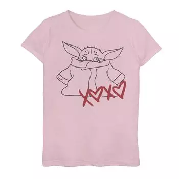 Футболка с рисунком «День святого Валентина» для девочек 7–16 лет, «Звездные войны», «Мандалорец, ребенок, он же Бэби Йода» Star Wars