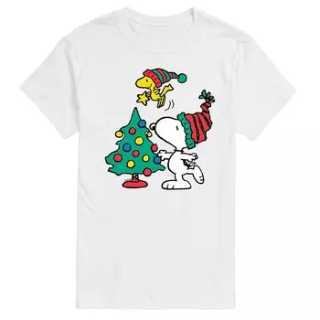Футболка с рисунком дерева Big & Tall Peanuts Snoopy & Woodstock Licensed Character, белый