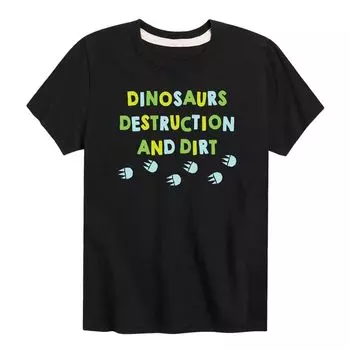 Футболка с рисунком «Dinosaurs Destruction Dirt» для мальчиков 8–20 лет Licensed Character