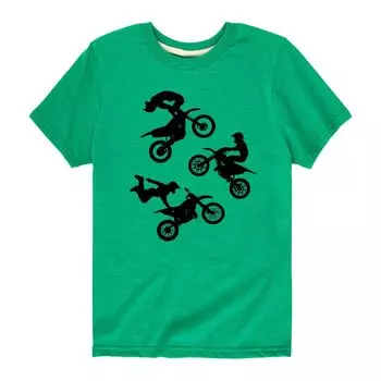 Футболка с рисунком Dirt Bike Tricks для мальчиков 8–20 лет Licensed Character, зеленый
