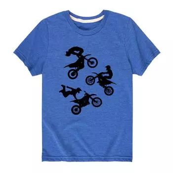 Футболка с рисунком Dirt Bike Tricks для мальчиков 8–20 лет Licensed Character, синий