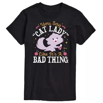 Футболка с рисунком Disney's Cats & Dogs Big & Tall Cat Lady Licensed Character, черный