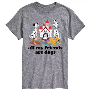 Футболка с рисунком Disney's Cats & Dogs Big & Tall Friends Are Dogs License, серый