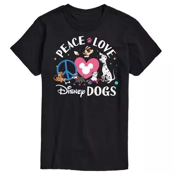 Футболка с рисунком Disney's Cats & Dogs Big & Tall Peace Love Dogs License