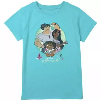 Футболка с рисунком Disney's Encanto Sister Trio Circle Portrait для девочек 8–20 лет обычного размера и размера плюс Disney