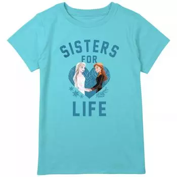 Футболка с рисунком Disney's Frozen 2 Anna & Elsa Sisters For Life Portrait для девочек 8–20 лет обычного размера и размера плюс Disney