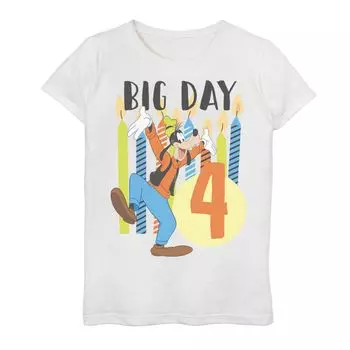 Футболка с рисунком Disney's Goofy Girls для детей 4–16 лет, большой день рождения, 4 года Disney