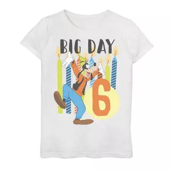 Футболка с рисунком Disney's Goofy Girls для детей 4–16 лет, большой день рождения, 6 лет Disney