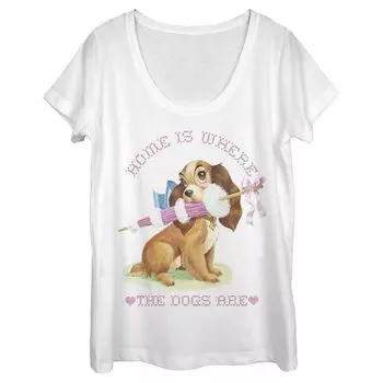 Футболка с рисунком Disney's Lady and the Tramp Juniors «Дом там, где собаки» Licensed Character