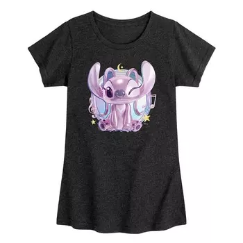 Футболка с рисунком Disney's Lilo & Stitch Angel Girls 7–16 Licensed Character, цвет Heather Black