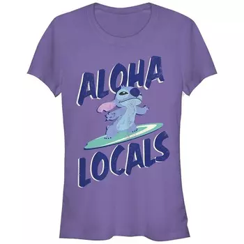 Футболка с рисунком Disney's Lilo & Stitch Aloha Locals Stitch Juniors, фиолетовый