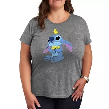 Футболка с рисунком Disney's Lilo & Stitch Plus Chicks, цвет Heather Gray