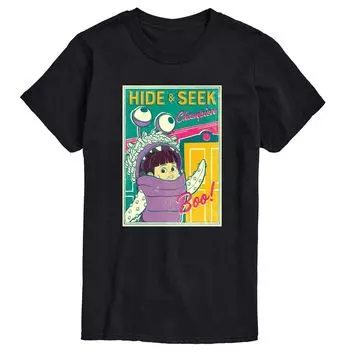 Футболка с рисунком Disney's Monsters Inc. Big & Tall Boo Hide Seek, Black Licensed Character, черный