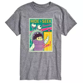 Футболка с рисунком Disney's Monsters Inc. Big & Tall Boo Hide Seek Licensed Character, серый