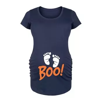 Футболка с рисунком для беременных Boo Baby Feet на Хэллоуин Licensed Character, темно-синий