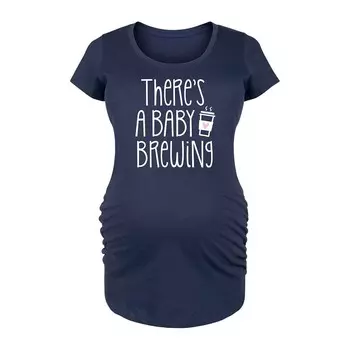Футболка с рисунком для беременных Theres A Baby Brewing Licensed Character, темно-синий