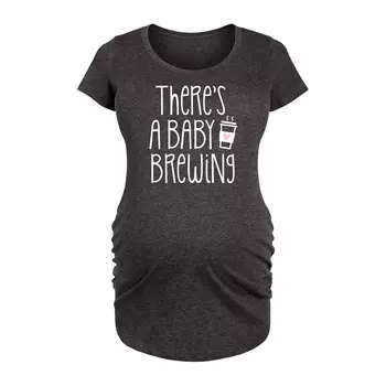 Футболка с рисунком для беременных Theres A Baby Brewing Licensed Character, цвет Heather Charcoal