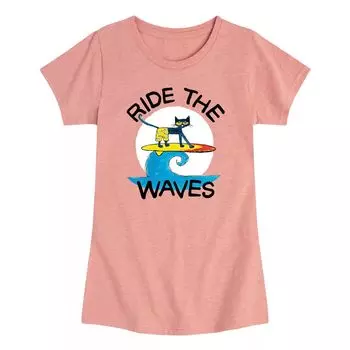 Футболка с рисунком для девочек 7–16 лет «Кот Пит» Ride The Waves Licensed Character