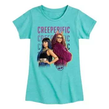 Футболка с рисунком для девочек 7–16 лет Monster High: The Movie «Creeperific» Licensed Character, синий