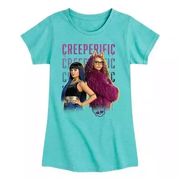 Футболка с рисунком для девочек 7–16 лет Monster High: The Movie «Creeperific» Licensed Character, синий