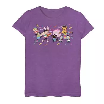 Футболка с рисунком для девочек 7–16 лет Paul Frank Skate Party Julius Bunny Girl Mika Cat Worry Bear Licensed Character