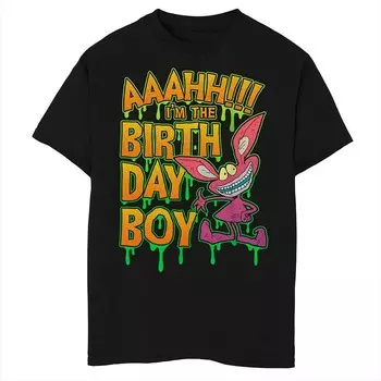 Футболка с рисунком для именинника Nickelodeon Ahh Real Monsters для мальчиков 8–20 лет, черный