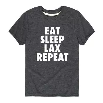Футболка с рисунком для мальчиков 8–20 лет Eat Sleep Lax Repeat Lacrosse Licensed Character, серый
