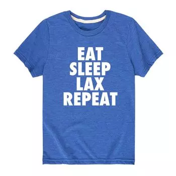Футболка с рисунком для мальчиков 8–20 лет Eat Sleep Lax Repeat Lacrosse Licensed Character, синий