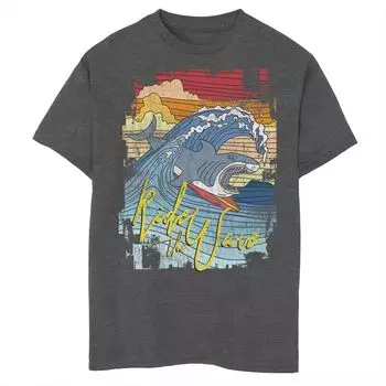Футболка с рисунком для мальчиков 8–20 лет Shark Surfin Ride The Wave Beach Surf Licensed Character