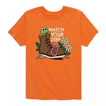 Футболка с рисунком для улицы для мальчиков 8–20 лет Watch Your Step Nature Licensed Character, оранжевый