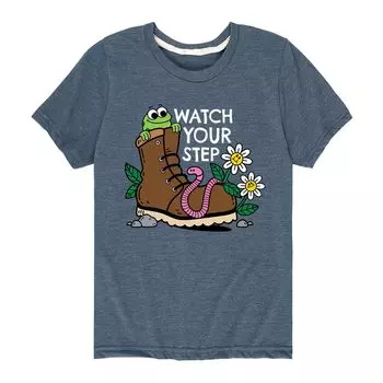 Футболка с рисунком для улицы для мальчиков 8–20 лет Watch Your Step Nature Licensed Character, синий