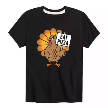 Футболка с рисунком Дня благодарения для мальчиков 8–20 лет Eat Pizza Turkey Licensed Character