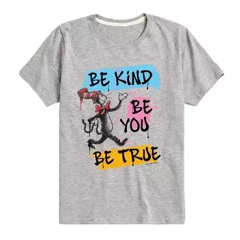 Футболка с рисунком «Доктор Сьюз», Be Kind Be You Be True для мальчиков 8–20 лет Licensed Character, цвет Heather Gray