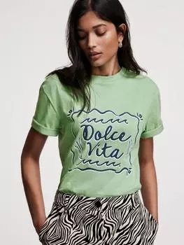 Футболка с рисунком dolce vita Mint Velvet, зеленый/разноцветный