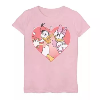 Футболка с рисунком «Дональд и Дейзи» для девочек 7–16 лет «Дисней Микки и друзья» ко Дню святого Валентина Disney