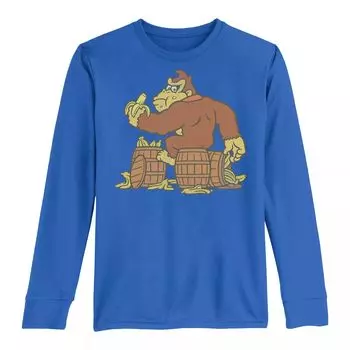 Футболка с рисунком Donkey Kong Eating Bananas On Barrel для мальчиков 8–20 лет Licensed Character