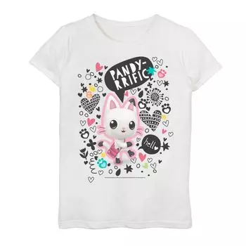 Футболка с рисунком «Doodles Pandy-Rrific» для девочек 7–16 лет «Кукольный домик Габби» Pandy Paws Pandy-Rrific Doodles Licensed Character