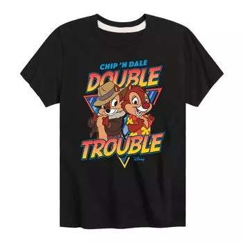 Футболка с рисунком Double Trouble для мальчиков 8–20 лет Disney's Chip N Dale Licensed Character, черный