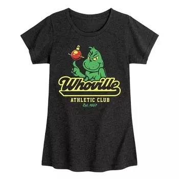 Футболка с рисунком Dr. Seuss Whoville Athletic Club для девочек 7–16 лет Licensed Character, цвет Heather Black
