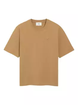 Футболка с рисунком «Друг сердца» из хлопка AMI Paris, коричневый