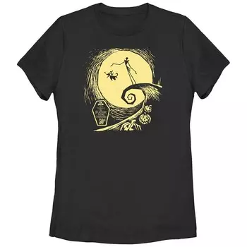 Футболка с рисунком Джека Скеллингтона и Зеро Спирал Хилл Джуниорс «Кошмар перед Рождеством» от Disney, посвященная 30-летию, черный