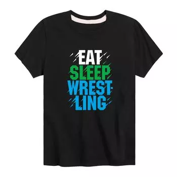 Футболка с рисунком Eat Sleep Wrestling для мальчиков 8–20 лет Licensed Character