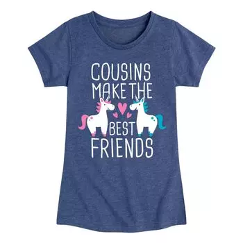 Футболка с рисунком единорога для девочек 7–16 лет Cousins Best Friends Licensed Character, синий
