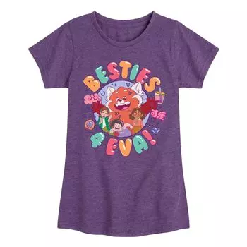 Футболка с рисунком Евы для девочек 7–16 лет Disney/Pixar's Turning Red Besties 4 Licensed Character, фиолетовый