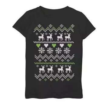 Футболка с рисунком Fairisle Deer для девочек 7–16 лет Unbranded, черный