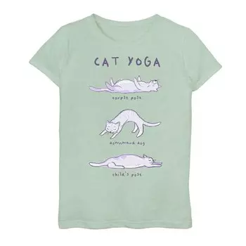 Футболка с рисунком Fifth Sun Cat Yoga Moves для девочек 7–16 лет Licensed Character, цвет Mint