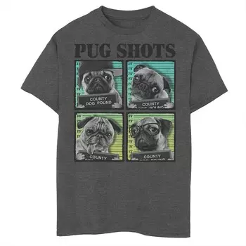 Футболка с рисунком Fifth Sun Pug Shots Box Up для мальчиков 8–20 лет, цвет Charcoal Heather