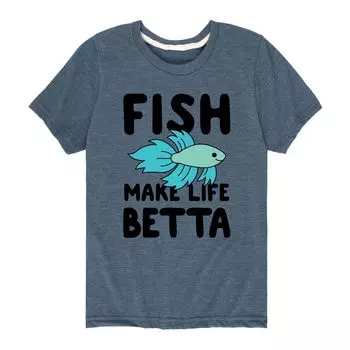 Футболка с рисунком Fish Make Life Betta для мальчиков 8–20 лет Licensed Character