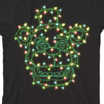 Футболка с рисунком Five Nights at Freddy's Christmas Lights для мальчиков 8–20 лет Licensed Character
