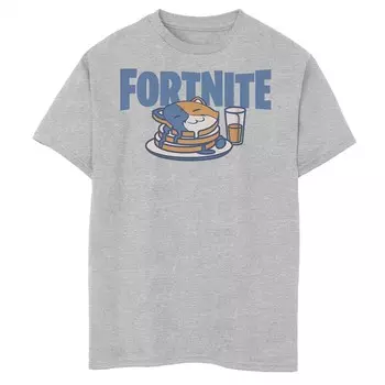 Футболка с рисунком Fortnite Cat Pancakes для мальчиков 8–20 лет Licensed Character, цвет Athletic Heather